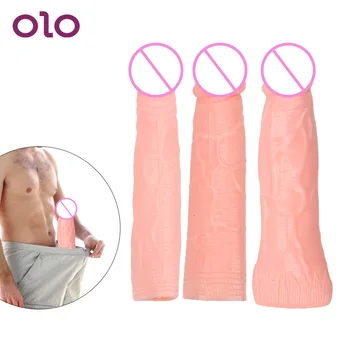OLO Sex Shop Erotic Intim Bunuri Gol penis Reutilizabile Prezervativ Extender Maneca Prezervative pentru Adulți Marirea Penisului