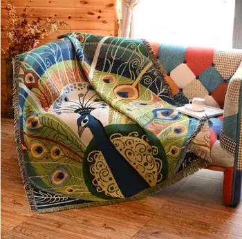 Pastorală canapea single pătură colorate păun fir de bumbac pătură masă tapiserie prosop, pătură, lenjerie de pat covor