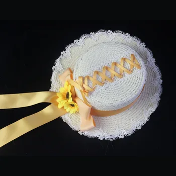 Petrecere de ceai Lolita Printesa Manopera de Floarea-soarelui Pălărie de Paie Mică de Lucru pentru Femei Vintage Superb Arc Dantelă Plajă Capac pălărie Pălărie