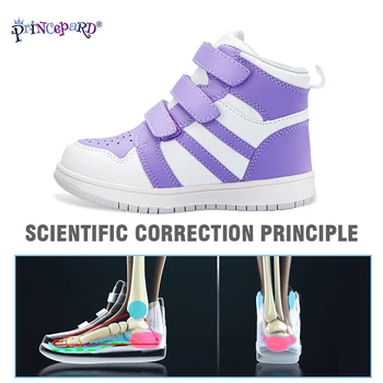 Princepard Pantofi Ortopedici pentru Fete Baieti Albastru Violet din Piele pentru Copii Primul Pietoni Adidasi pentru Suport Arc Grijă