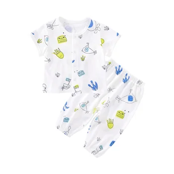 Pureborn Copilul Unisex Bay Haine Set 2 Buc Copilul de Top și Pantaloni Îmbrăcăminte pentru Copii Set Imprimeuri de Vara de Bumbac Respirabil Pijamale Copii