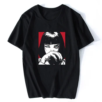 Quentin Tarantino, Pulp Fiction Mia Vintage Barbati/femei Moda Barbati din Bumbac Film ANILOR ' 90 T-shirt Streetwear Punk Rock Estetice Haine