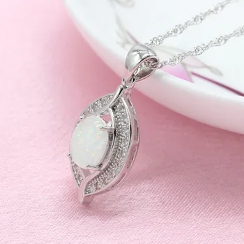 Rafinat Alb Opal de Culoare de Argint Seturi de Bijuterii de Nunta pentru Femei Colier Cercei Bratara Inel Gratuit Cutie WPAITKYS