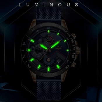 Relogio Masculino LIGE Moda Mens Ceasuri de Top de Brand de Lux Ceas de mână Cuarț Ceas de Ceas Albastru Bărbați Impermeabil Sport Cronograf