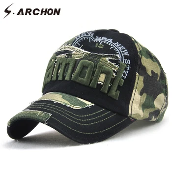 S. ARCHON Camuflaj de Baseball pentru Bărbați Capac de Bumbac Reglabil Armata Tactice Pălărie de Moda Casual de Agrement Broderie Mozaic Pălărie