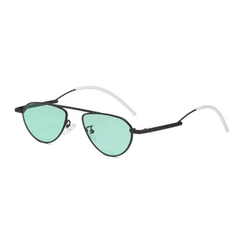 SHAUNA Moda Ochi de Pisică ochelari de Soare pentru Femei Brand Designer Cadru Metalic Verde Ochelari de Soare Barbati UV400