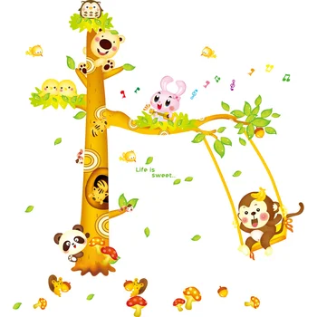 [shijuekongjian] Desene animate Copacul Autocolante de Perete DIY Maimuta Cal Animal Decalcomanii de Perete pentru Casa Copil Camere Copii Dormitor Decor
