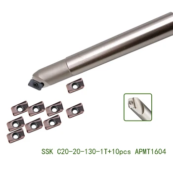 SSK C20 20 de 130L Carbide Milling cutter freză de 45 de grade de gaurit CNC Chamfer End Mills instrument de cuțit +10buc APMT1604 carbură de a introduce