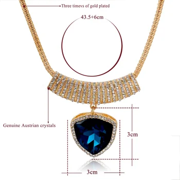 Szelam albastru de cristal pandantive coliere pandantive inima pentru femei de aur stras colier femme SNE150841