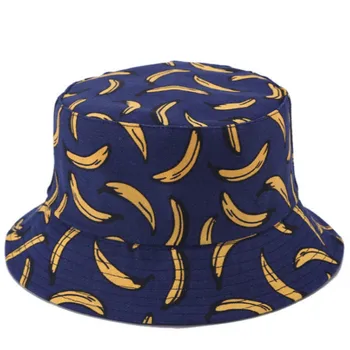 Tipărite de Banane Reversibile Panama Pălărie de Bumbac Fructe Femei Pălărie Găleată Hip-Hop în aer liber de Vară Șapcă de Pescuit Pescari palarie de soare dropship