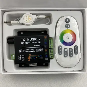 TQ-MUZICA 2; LED RGB RF controler de muzică;DC12-24V intrare;6A*3CH ieșire