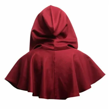 Unisex Copil Adult Costum Medieval Capișon Pelerină Scurtă Mantie Alb Negru Albastru Vin Roșu Maro Costume De Halloween Haina