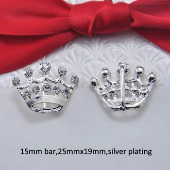 10buc/lot (S0465) 15mm bar,25mmx19mm de metal stras panglică slider,forma coroanei,placare de argint sau de aur de lumină placare