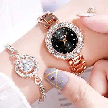 2 buc de Lux Set Ceas Lvpai Femei Brand Ceasuri a Crescut de Aur cu Diamante Brățară de Ceas de Lux Bijuterii Doamnelor Cuarț Ceas Dropshipping
