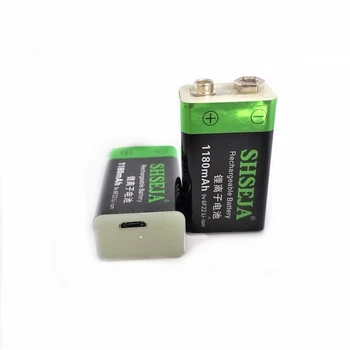 2 buc/lot 9V 1180mAh USB acumulator litiu-ion baterie 6F22 baterie reîncărcabilă detector de jucărie baterie reîncărcabilă transport gratuit