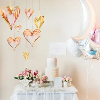 4buc/set 3D in Forma de Inima Agățat Hârtie Ghirlanda din Aur Roz de Nunta Bunting Bannere DIY Petrecere de Ziua Îndrăgostiților Decor Steaguri elemente de Recuzită