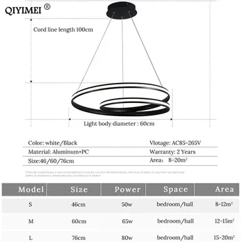 Alb negru Culoare Led-uri Moderne pandantiv lumini de luat masa, camera de zi Bucatarie Aluminiu carcasă agățat pandantiv de Cablu Corpuri de lampă