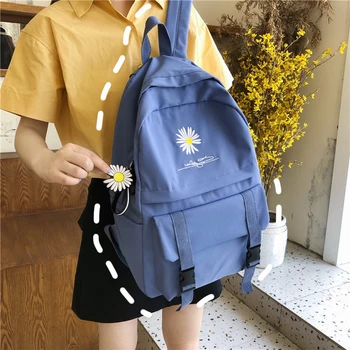 Brodat pentru Femei Rucsac pentru Adolescenti Sac de Școală de Fete Adolescent Mochila Feminina Moda Negru Laptop Bookbags