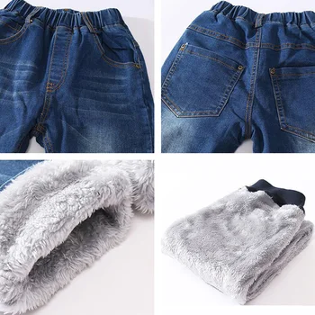Cald Blugi pentru Baieti de Iarna 2018 Copii Îngroșa Fleece Blugi Skinny Adolescenți Denim Pantaloni Copii Elastic Talie Pantaloni 10 ani
