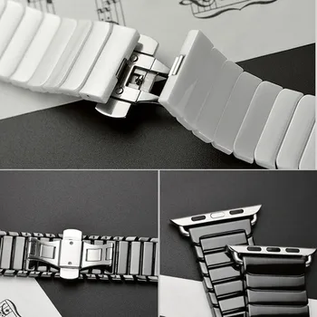 Ceramica Curea pentru Apple Watch Band 44 mm 40 mm iwatch trupa 42mm 38mm Lux din oțel Inoxidabil, catarama bratara Apple watch 4 5 3 2 1