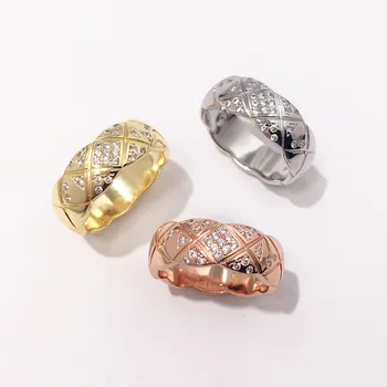 Clasic Crush Inel De Aur Galben Gamă Îngustă De Design Micro Piatra De Zircon Inele De Cupru Materiale Pentru Femei Bijuterii