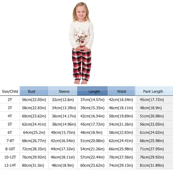 De Craciun Set De Pijama Cu Maneci Lungi Imprimate Gât T-Shirt, Blaturi Carouri Pantaloni Părinte Copil Sleepwear Casual Îmbrăcăminte Acasă