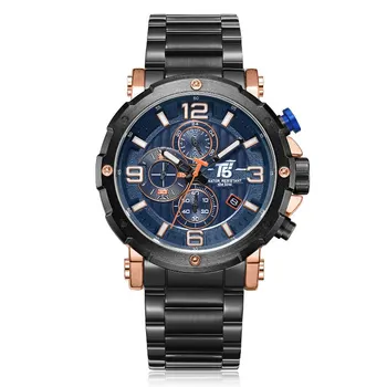 De înaltă calitate de brand de Lux T5 banda din oțel Om designer Quartz, Cronograf rezistent la apa Mens Ceasuri Ceasuri de mana Ceas Sport