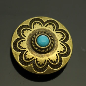 DIY pielărie alamă solidă florale sculpta piatra albastra lenjerie de pat caibu nit butonul cu șuruburi 4 buc/lot