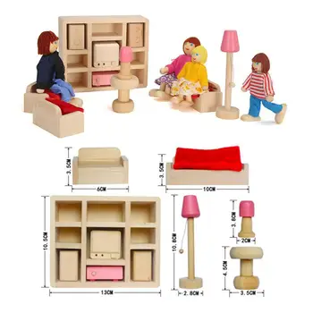 Familie de animale Villa Mobilier Pentru Păpuși Jucărie Casă de Joacă Jucării de Mini Setul de Dormitor DIY Miniatură casă de Păpuși din Lemn, Mobilier Pentru Copii