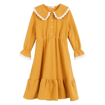 Iarna 2020 Pur Colorate De Lână Îngroșat Elastic Fata Papusa Rochie De Gât Fete De Moda Stil Lung Rochie Fete Copii Dress,#8002