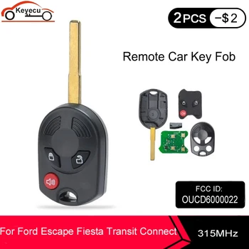 KEYECU 3 Butoane Cheie de la Distanță pentru Ford Escape Fiesta, Transit Connect 2012-2017 cu 4D63 80bit chip laser blade 315MHz OUCD6000022