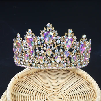 Noua Epocă de Lux Europene Mari de mireasa Mireasa Diademe Superba AB Cristal Mare de jumătate Rotund Regina Coroana de Nunta Accesorii de Par
