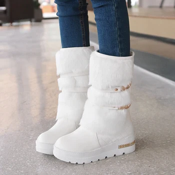 Promovarea de mari dimensiuni 34-43 Femei Cizme de Iarna de Moda Ascunse Pene de Blană Cald Pantofi de Femeie Platforma Med-vițel Cizme de Zapada N164