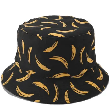 Tipărite de Banane Reversibile Panama Pălărie de Bumbac Fructe Femei Pălărie Găleată Hip-Hop în aer liber de Vară Șapcă de Pescuit Pescari palarie de soare dropship