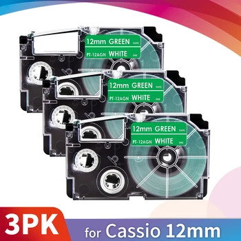 Topcolor XR-12AGN Alb pe Verde Compatibil Casio 12mm Eticheta Banda 8m XR 12AGN Adeziv de Mare Imprimanta Panglica pentru EZ Label Maker kl