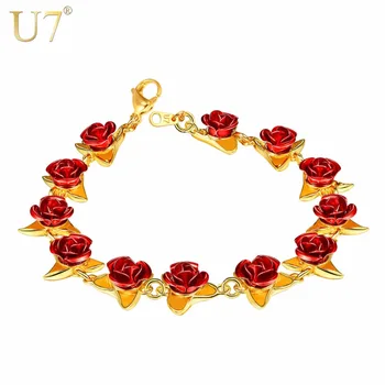 U7 Romantic Rose Brățară de Flori de Partid Fermecătoare domnișoare de Onoare Bijuterii de Ziua Mamei, Cadouri pentru Femei Fete Dropshipping H1047