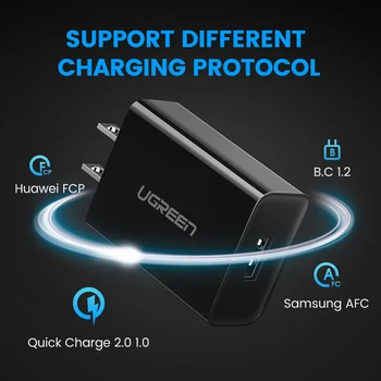 Ugreen Quick Charge 3.0 QC 18W NE-a UNIT Incarcator USB QC3.0 Încărcător Rapid pentru Samsung s10 Xiaomi, Huawei iPhone Încărcător de Telefon Mobil