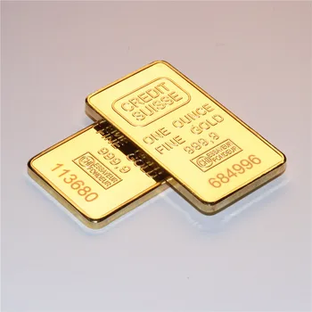 1 OZ 24K Placat cu Aur Lingouri Bar Credit Suisse Lingouri de Aur O Uncie Replica de Suveniruri Monede Cu Diferite Seriale Numărul