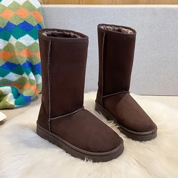 2020 Femei Pantofi Noi Cizme de Zapada cu Mare Iarna, la Mijlocul lunii Vițel Plus Catifea Cizme pentru Femei Cald Mini-dovada Cizme de piele de Vacă