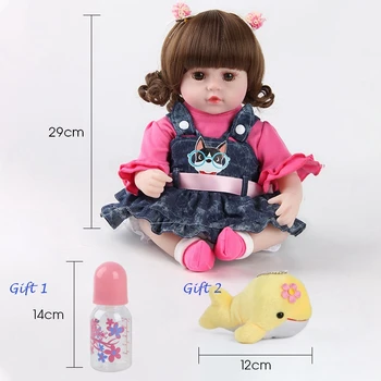 42CM Renăscut Baby Dolls Pânză de Corp din Bumbac Umplute Realist Copil Copil Moale Renăscut Păpuși Jucarii Pentru Fete Maro-Ochi
