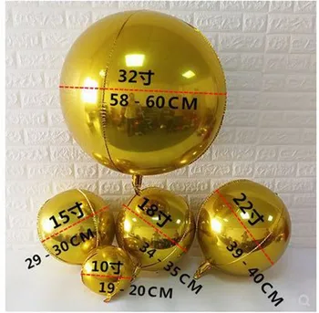 6pcs 15inch 18inch 4D Balon Rotund Mare Sferă în Formă de Folie de Aluminiu Baloane Heliu, Baloane Nunta Ziua de nastere Copil de Dus Decor