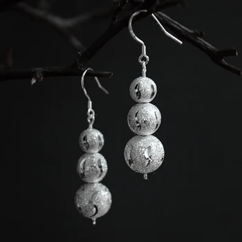 Argint Pur 925 Cercei Pentru Femei Margele Buddha Dangler Earing Brincos Femme Nunta Nupțial Bijuterii Accesorii Bijuterii Cadouri