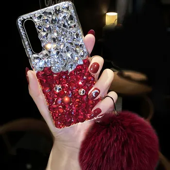 Bling Bijuterii Stras Cristal de Diamant Hairball Cazul în care Telefonul Pentru huawei Y9 Prim-2019 P40 P30 Pro Onoarea 20 lite 9X 8C 8X Acoperi
