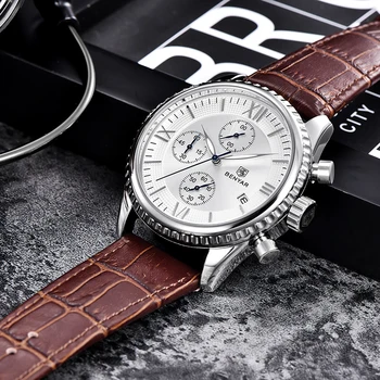 Ceasuri barbati top brand de lux BENYAR fashion din piele barbati ceasuri de mana sport impermeabil ceas cronograf bărbați Relogio Masculino