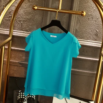 De Vară 2020 Bluza Femei cu Maneci Scurte Șifon Cămașă Casual Ladies V Gât Blusas Femininas Femei Haine Largi Plus Dimensiune 6XL