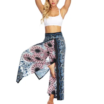 Femei Casual Harem Hippie, Boho Mozaic Confortabil Largi de Imprimare Pantaloni de Yoga