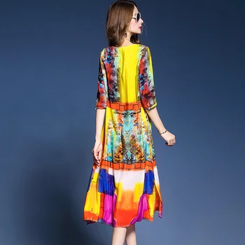 Femei Vara Imprimare 2020 Mătase Rochie de Plaja de Moda Elegant Boho Chic Rochii Lungi Florale Vestido Mujer KJ1067