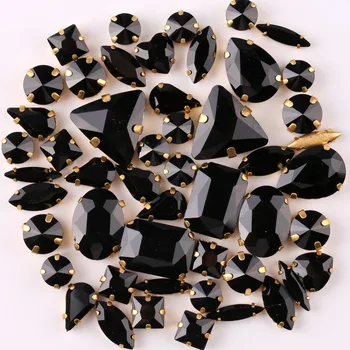 Gold claw stabilirea 50pcs/sac forme mix Negru geam cristal coase pe stras nunta, pantofi de ocazie genti diy tapiterie