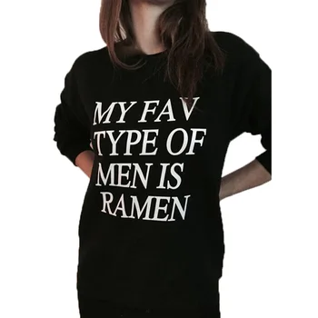 Harajuku Hanorace Slogan Amuzant să Spui pentru Femei Streetwear Meu Fav Tip de Oameni Este Ramen Crewneck Tricou