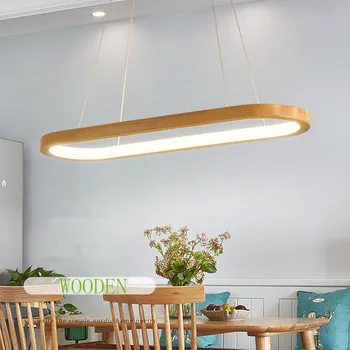 LED-uri de Lemn pandantiv lumina pentru Bucatarie masa de lumină Moderne de decor acasă oval abajur din Lemn Haning Lumini creative corpuri de lampă